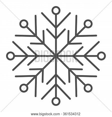 Snowflake Thin Line Icon. Ice Crystal Flake Of Snow Sixfold Symmetry Outline Style Pictogram On Whit