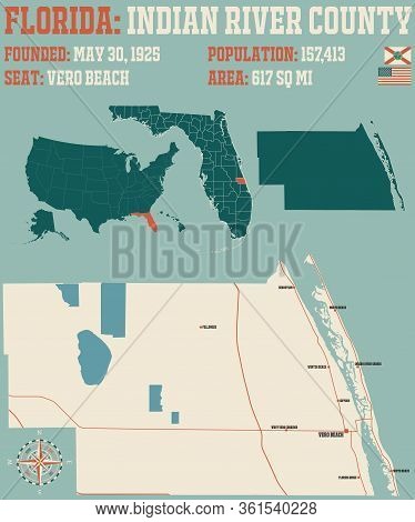 Large And Detailed Map Of Indian River County In Florida, Usa.