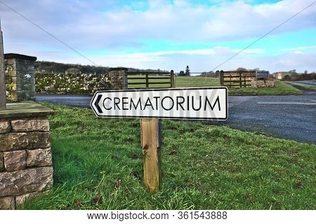 Crematorium Direction Sign At Beetham Hall Cumbria