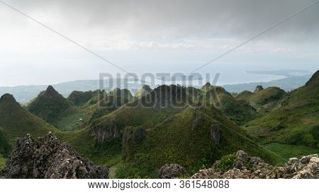 Osmena Peak Hiking View Point On Cebu Island, Philippines. Famous For Abundant Steep Lush Green Peak