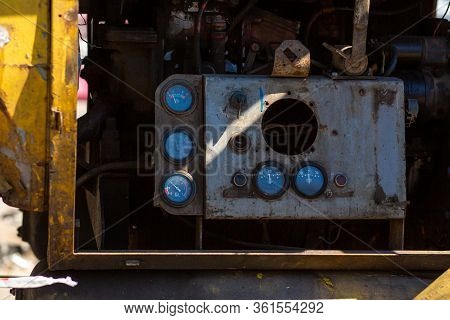 Professional Mobile Pneumatic Compressor For Road Repair Work. Work With A Jackhammer.