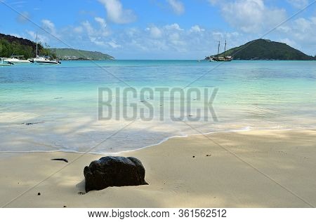 View On Tropical Bay Port Launay Marine National Park, Mahe, Seychelles Island