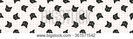 Cute Cartoon Bombay Kitten Face Seamless Border Pattern. Pedigree Kitty Breed Domestic Kitty Backgro