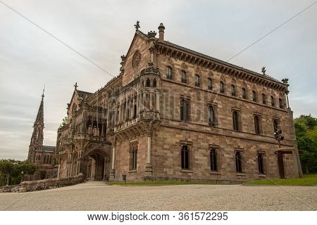 Palace Of Sobrellano And Church From Comillas, Santander, Spain