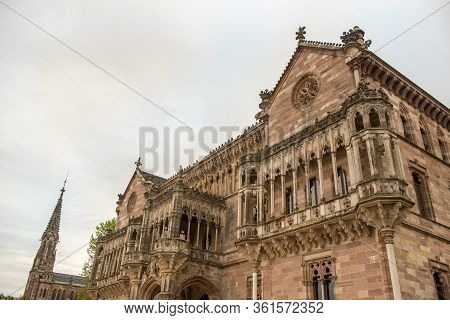 Palace Of Sobrellano And Church From Comillas, Santander, Spain