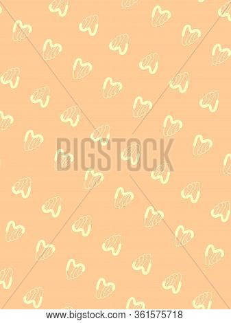 Abstract Orange Background With Light Decorative Hearts.