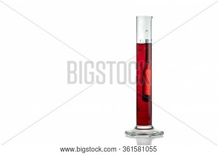 Measurement Of Alcohol And Sugar In A Red Wine With An Analog Winemaking Hydrometer.