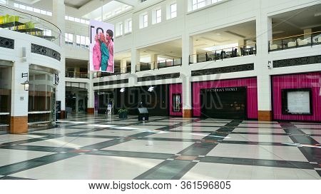 Warsaw, Poland. 16 April 2020. Empty Arkadia Westfield Shopping Center. The City Empties Of Tourists