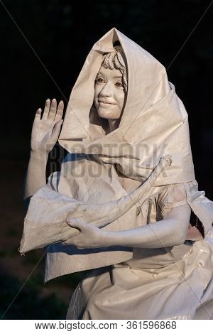 Bucharest, Romania - May 24,2018, Concordia, Woman Holding A Basket Of Fruits, Artel Myth Ukraine, L