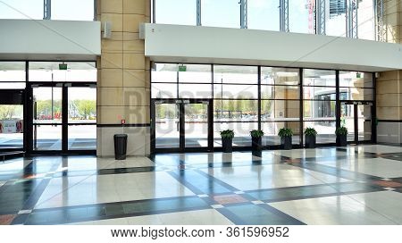 Warsaw, Poland. 16 April 2020. Empty Arkadia Westfield Shopping Center. The City Empties Of Tourists