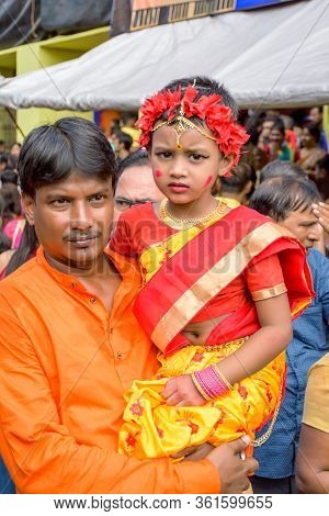 Women Participate In Sindur Khela At A Puja Pandal On The Last Day Of Durga Puja At Baghbazar Sarboj