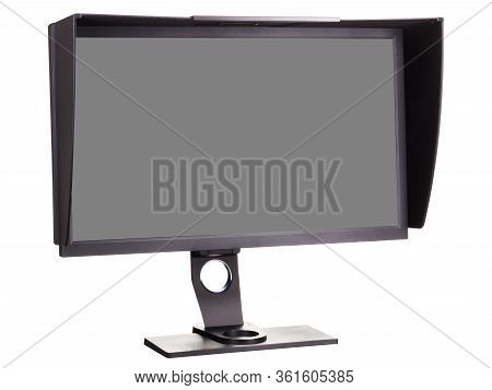 Professional Photographer Monitor With Shading Hood Isolated On White