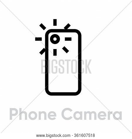 Phone Camera Camera Icon. Editable Line Vector.