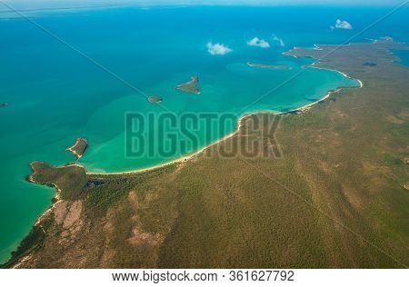 Aerial View And The Landscape At The Edge Of Northern Coast Of Australia Called Arafura Sea In North