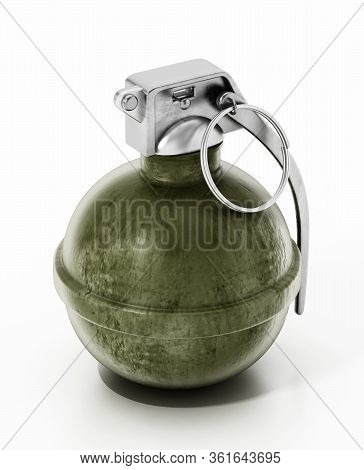 Hand Grenade Isolated On White Background. 3d Illustration.