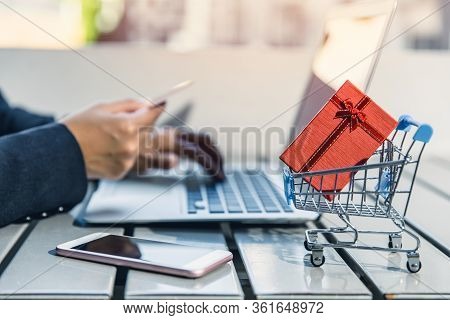People Enter Cvv Number At Laptop And Handle Credit Card Payment For Online Shopping For Buy A Gift 