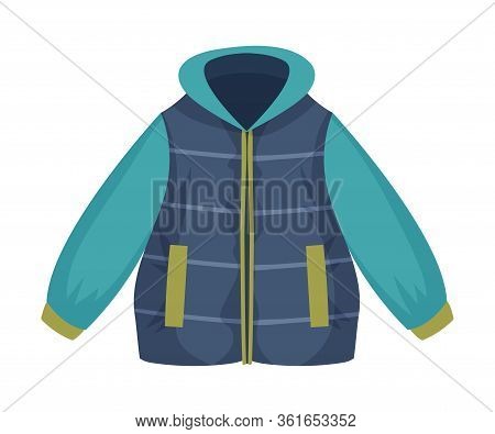 Padded Jacket With Side Pockets As Womenswear Vector Illustration