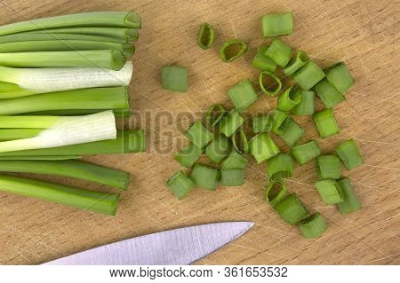 Spring Onions Are Rich In Vitamins, Minerals And Natural Compound. Green Onions Or Spring Onions On 
