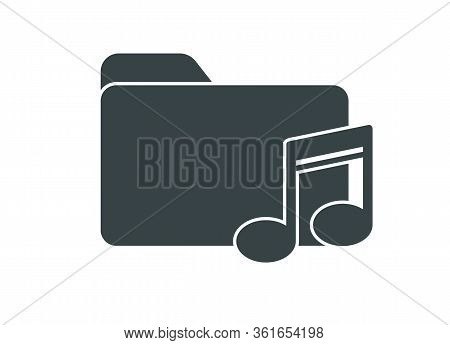 Vector Icon Of The Note Folder. The Music Symbol. Stock Illustration Isolated On A White Background.