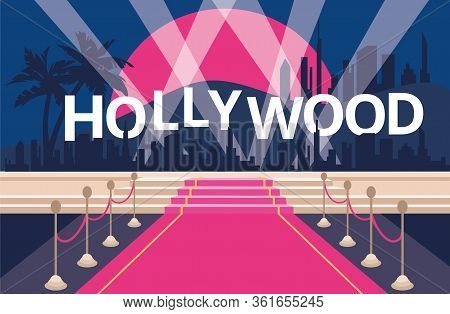 Hollywood Red Carpet Background. Colorful Vector Illustrastion