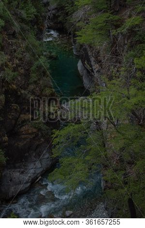 Narrow Lake Called Cajon Azul In El Bolson, Patagonia