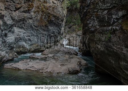 Narrow Lake Called Cajon Azul In El Bolson, Patagonia