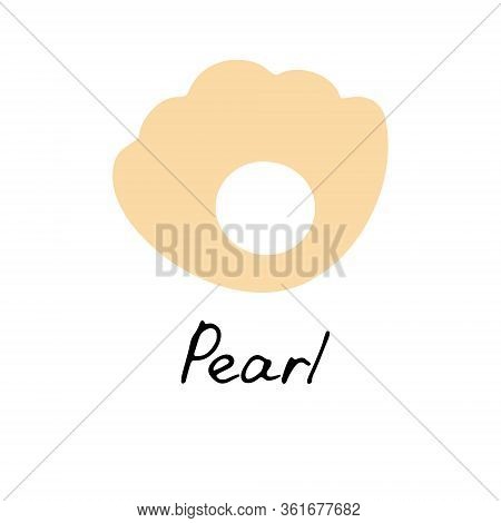 Pearl Icon. Hand Drawn Shell Sign. Simple Icon For Web And Print. Vector Illustration.