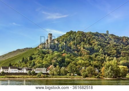 View Of  Furstenberg Castle On The High Bank Of The Rhine River, Germany