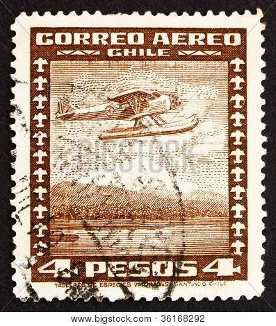 Postage stamp Chili 1935 watervliegtuig