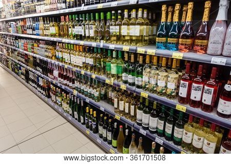 Torrevieja, Valenciana, Spain - Apr 17 2020 : Food For Sale In Empty Shop Due To Covid-19 Virus And 