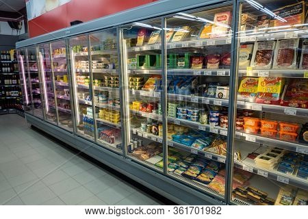 Torrevieja, Valenciana, Spain - Apr 17 2020 : Food For Sale In Empty Shop Due To Covid-19 Virus And 