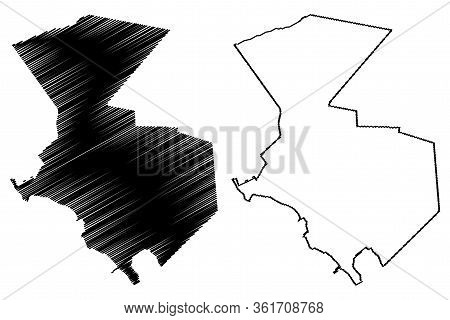 Aktau City (republic Of Kazakhstan, Mangystau Province) Map Vector Illustration, Scribble Sketch Cit