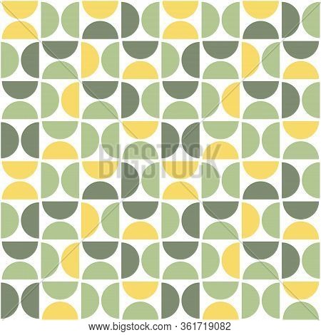 Seamless Pattern With Semicircles. Mid Century Modern Style. Abstract Geometric Backdrop.