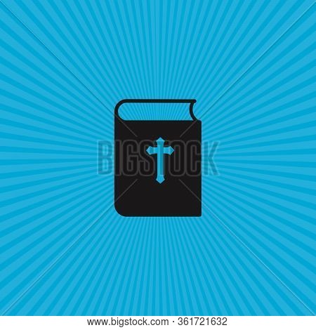Bible Book Icon With Sun Rays. Mission, Bible Society. Stock Vector Illustration Isolated On White B