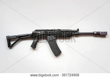 Close-up Of A Boar Machine Gun On A White Background. Isolated.