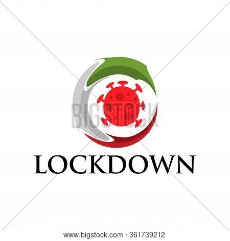 Italy Lockdown Coronavirus Lockdown Symbol. Virus Wuhan From China. Vector Illustration On White Bac