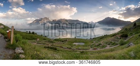 Green Meadow In Spring In The French Alps.