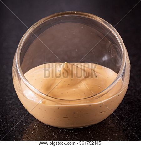 sauce on the black background