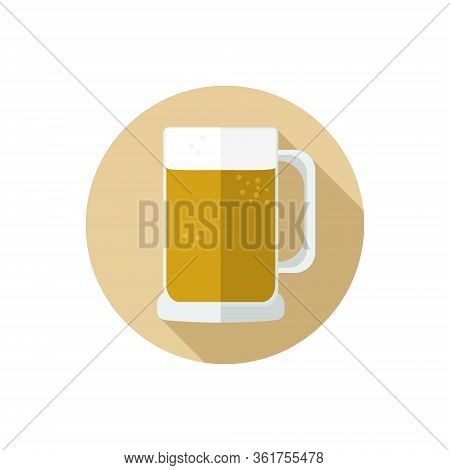 Beer Glass Vector Flat Design Yellow Background
