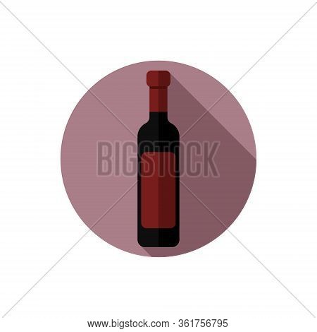 Bottle Of Red Wine Flat Design Vector
