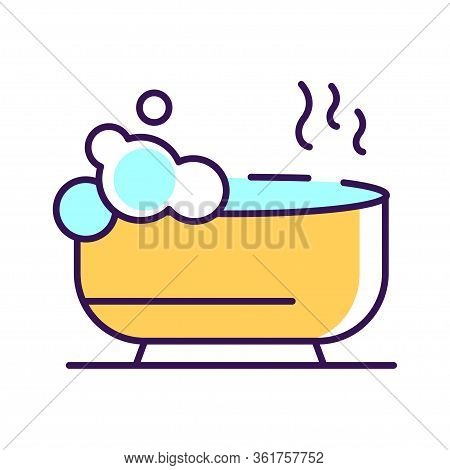Bubble Bath Color Line Icon. Relax Bathroom. Pictogram For Web Page, Mobile App, Promo. Ui Ux Gui De