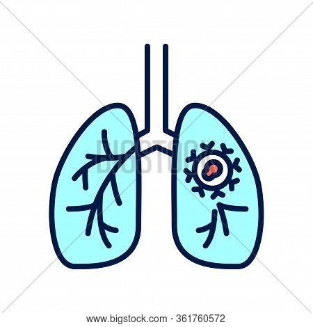 Lungs Cancer Line Color Icon. Oncology. Isolated Vector Element. Outline Pictogram For Web Page, Mob