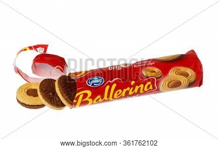 Stockholm, Sweden - November 10, 2019: One Opened Package Of Goteborgs Ballerina Nougat And Chocolat