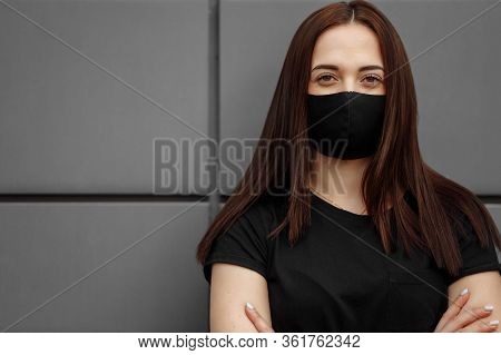 Beautiful Girl Wearing Medical Mask During Coronavirus Covid-19 Epidemic Pandemic Covid-19 Coronavir