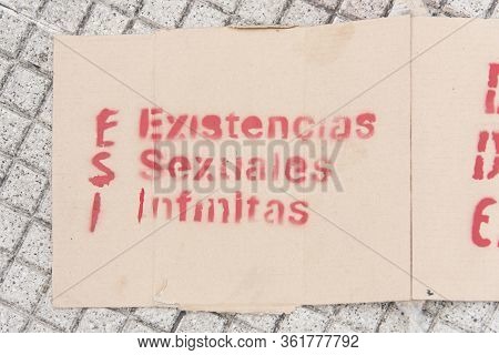 Caba, Buenos Aires / Argentina; March 9, 2020: International Womens Day. Poster Related To Esi, Sex 