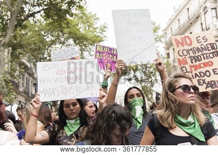 Caba, Buenos Aires / Argentina; March 9, 2020: International Womens Day, Feminist Strike; Women With