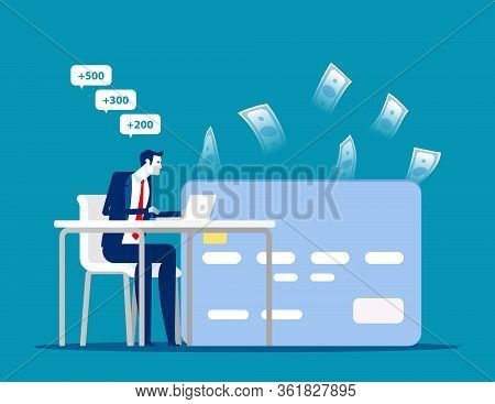 Person With Freelace On Workplace. Online Earn And Payment Concept. Wallet