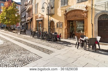 Domodossola, Verbania, Italy - November 11, 2016: Typical Italian Street Ice Cream Bar In The Histor