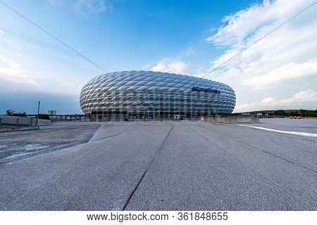Munich, Germany - Sept 7, 2018: Allianz Arena (fussball Arena Munchen, Schlauchboot), The Home Footb