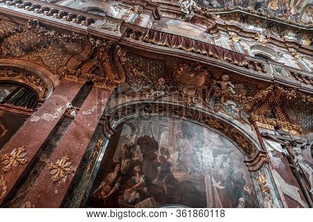 Feb 2, 2020 - Munich, Germany: Grand Paintings And Ornate Mural Inside Baroque Church Asamkirche